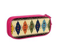 AQRJLPO Trousse à crayons de style bohème traditionnel africain pour garçons et filles, grande capacité, pour bureau, école, étudiants, papeterie, avec 2 compartiments, noir, rose, Taille unique