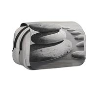 AQRJLPO Trousse à crayons double couche à rabat avec imprimé livre magique pour l'école, les voyages et le travail, Tableau Zen Pierres Gris, Taille unique, Cartable