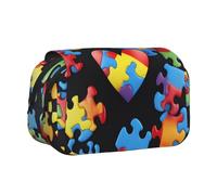 AQRJLPO Trousse à crayons double couche à rabat avec motif guitare artistique pour l'école, les voyages et le travail, Puzzle de sensibilisation à l'autisme., Taille unique, Cartable