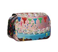 AQRJLPO Trousse à crayons double couche avec imprimé « Happy Birthday » - Pour l'école, les voyages et le travail, Big Cake Happy Birthday, Taille unique, Cartable