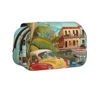 AQRJLPO Trousse à crayons double couche avec imprimé karaté pour homme, trousse à crayons, trousse de maquillage pour l'école, les voyages et le travail, Île de Cuba, Taille unique, Cartable