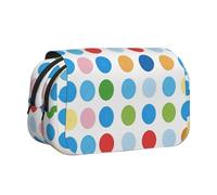AQRJLPO Trousse à crayons double couche avec imprimé lapin rosette pour l'école, les voyages et le travail, Motif à pois bleus, Taille unique, Cartable