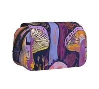 AQRJLPO Trousse à crayons double couche avec imprimé lapin rosette pour l'école, les voyages et le travail, Art champignons lumineux., Taille unique, Cartable