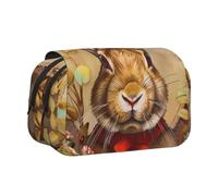 AQRJLPO Trousse à crayons double couche avec imprimé lapin rosette pour l'école, les voyages et le travail, Rosace lapin., Taille unique, Cartable