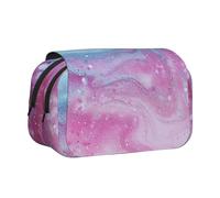 AQRJLPO Trousse à crayons double couche avec imprimé lapin rosette pour l'école, les voyages et le travail, Couleurs pastel bleu, rose et violet, Taille unique, Cartable
