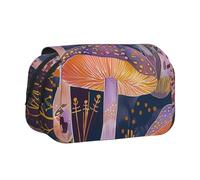 AQRJLPO Trousse à crayons double couche avec imprimé lapin rosette pour l'école, les voyages et le travail, Champignons lumineux, Taille unique, Cartable