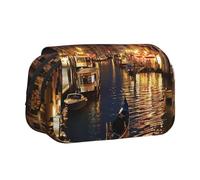 AQRJLPO Trousse à crayons double couche avec motif fleur de lotus pour l'école, les voyages et le travail, Venise Night, Taille unique, Cartable