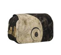 AQRJLPO Trousse à crayons double couche avec motif fleur de lotus pour l'école, les voyages et le travail, Symbole Yin Yang, Taille unique, Cartable