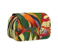 AQRJLPO Trousse à crayons double couche avec motif fleur de lotus pour l'école, les voyages et le travail, Oiseau du Paradis tropical, Taille unique, Cartable