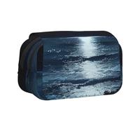 AQRJLPO Trousse à crayons double couche avec motif parcours de golf - Pour l'école, les voyages et le travail, Pleine lune dans la nuit, Taille unique, Cartable