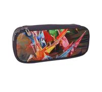 AQRJLPO Trousse à crayons en cuir avec imprimé grues en papier origami - Jolie trousse à crayons - Trousse de maquillage de voyage - Cadeau pour étudiants, filles, garçons, femmes, Noir , Taille