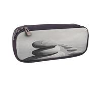 AQRJLPO Trousse à crayons en cuir avec motifs de pierres zen grises - Jolie trousse à crayons - Trousse de maquillage de voyage - Cadeau pour étudiants, filles, garçons, femmes, Noir , Taille unique