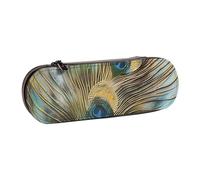 AQRJLPO Trousse à crayons en cuir imprimé plumes de paon, trousse de maquillage de voyage multi-usage, boîte de rangement de bureau à fermeture éclair, cadeau compact pour l'école, le bureau, les