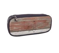 AQRJLPO Trousse à crayons en cuir rustique avec motif de grange ancienne grange - Jolie trousse à crayons - Trousse de maquillage de voyage - Cadeau pour étudiants, filles, garçons, femmes, Noir