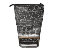AQRJLPO Trousse à crayons extensible avec impression mathématiques pour l'école, le bureau, les voyages, Noir , Taille unique, Cartable