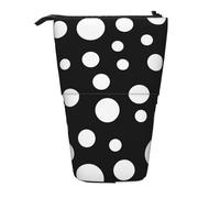 AQRJLPO Trousse à crayons extensible avec imprimé à gros pois noirs et blancs, trousse de rangement de bureau pour l'école, le bureau, les voyages, Noir , Taille unique, Cartable