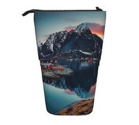 AQRJLPO Trousse à crayons extensible avec imprimé des îles de Norvège, trousse de rangement extensible pour fournitures de voyage et maquillage pour l'école, le bureau, les voyages, Noir , Taille