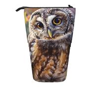 AQRJLPO Trousse à crayons extensible avec imprimé hibou mignon - Trousse de rangement extensible pour fournitures de voyage et maquillage - Pour l'école, le bureau, les voyages, Noir , Taille unique
