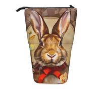 AQRJLPO Trousse à crayons extensible avec imprimé lapin rosette, trousse de rangement de bureau pour l'école, le bureau, les voyages, Noir , Taille unique, Cartable