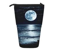 AQRJLPO Trousse à crayons extensible avec imprimé pleine lune dans la nuit, trousse de rangement extensible pour fournitures de voyage et maquillage pour l'école, le bureau, les voyages, Noir , Taille