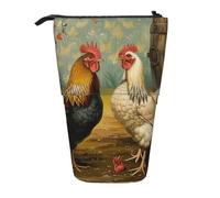 AQRJLPO Trousse à crayons extensible avec imprimé poule et coq - Pour l'école, le bureau, les voyages, Noir , Taille unique, Cartable