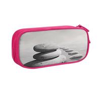 AQRJLPO Trousse à crayons grise avec motifs de pierres zen pour garçons et filles, grande capacité pour bureau, école, étudiants, papeterie, trousse à crayons avec 2 compartiments, noir, rose, Taille