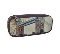 AQRJLPO Trousse à crayons historique en cuir avec imprimé pont de Londres - Jolie trousse à crayons - Trousse de maquillage de voyage - Cadeau pour étudiants, filles, garçons, femmes, Noir , Taille