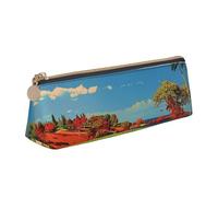 AQRJLPO Trousse à crayons imprimée en cuir avec motif de parcours de golf - Trousse à crayons - Trousse à crayons pour l'école et le maquillage - Pour garçons et filles, blanc, Taille unique, Cartable