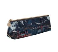 AQRJLPO Trousse à crayons imprimée Îles Norvège, jolie trousse à crayons en cuir, trousse à stylos, trousse de papeterie scolaire, trousse de maquillage pour garçons, filles, étudiants, blanc, Taille