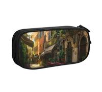 AQRJLPO Trousse à crayons italienne avec 2 compartiments pour garçons et filles, grande capacité, pour bureau, école, étudiants, papeterie, noir, Noir , Taille unique, Cartable