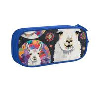 AQRJLPO Trousse à crayons lama avec 2 compartiments pour garçons et filles - Grande capacité - Pour bureau, école, étudiants, papeterie - Noir, bleu, Taille unique, Cartable