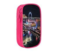 AQRJLPO Trousse à crayons Las Vegas avec imprimé vue nocturne pour étudiants, garçons et filles - Grande capacité double couche pour bureau, école, papeterie, porte-crayons, noir, rose, Taille unique