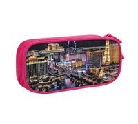AQRJLPO Trousse à crayons Las Vegas pour garçons et filles - Grande capacité - Pour bureau, école, étudiants, papeterie - Avec 2 compartiments - Noir, rose, Taille unique, Cartable