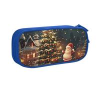 AQRJLPO Trousse à crayons Merry Christmas pour garçons et filles, grande capacité pour bureau, école, étudiants, papeterie, trousse à crayons avec 2 compartiments, noir, bleu, Taille unique, Cartable