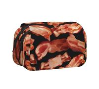 AQRJLPO Trousse à crayons noire et blanche à gros pois double couche à rabat pour l'école, les voyages et le travail, Motif de nourriture à base de viande, Taille unique, Cartable