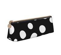 AQRJLPO Trousse à crayons noire et blanche avec imprimé à gros pois - Jolie trousse à crayons en cuir - Trousse de maquillage pour garçons et filles, blanc, Taille unique, Cartable