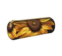 AQRJLPO Trousse à crayons ronde en cuir avec imprimé tournesol jaune - Trousse à crayons - Trousse de maquillage pour garçons et filles, blanc, Taille unique, Cartable