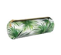 AQRJLPO Trousse à crayons ronde transparente avec motif de feuille de palmier imprimée, jolie trousse à crayons, trousse à stylos, trousse de papeterie scolaire, trousse de maquillage pour garçons