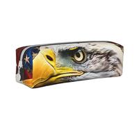 AQRJLPO Trousse à crayons simple en cuir imprimé aigle à tête blanche patriotique avec drapeau américain - Jolie trousse à crayons - Trousse de maquillage pour garçons et filles, blanc, Taille unique