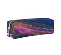 AQRJLPO Trousse à crayons simple en cuir imprimé avec fleurs violettes, prairie et montagne, trousse à crayons, trousse de maquillage pour garçons, filles, étudiants, blanc, Taille unique, Cartable