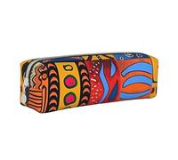 AQRJLPO Trousse à crayons simple en cuir imprimé avec motifs nationaux africains, jolie trousse à crayons, trousse à crayons, trousse de maquillage pour garçons, filles, étudiants, blanc, Taille