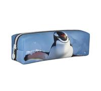 AQRJLPO Trousse à crayons simple en cuir imprimé pingouin mignon, trousse à crayons, trousse à stylos, trousse de papeterie scolaire, trousse de maquillage pour garçons, filles, étudiants, blanc