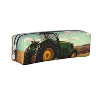 AQRJLPO Trousse à crayons simple en cuir imprimé Tractor Farm - Jolie trousse à crayons - Trousse à crayons - Organiseur de papeterie scolaire - Trousse de maquillage pour garçons et filles, blanc