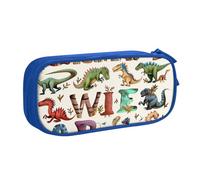AQRJLPO Trousse élégante d'apprentissage des lettres de l'alphabet avec imprimés dinosaures pour garçons et filles, grande capacité, pour bureau, école, étudiants, papeterie, porte-crayons avec 2