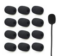 AQSQWQ 12 Pcs Bonnettes en Mousse pour Micro-cravates, Mousse Micro Casque, Mini Microphone Casque Pare-brise Mousse, Protecteur de Microphone, Noir