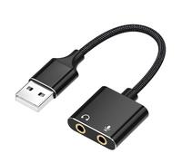 AQSQWQ Carte Son Externe, Adaptateur Audio USB vers 3,5mm Jack, USB Écouteur Casque et Convertisseur Micro Microphone Compatible avec PS4, PC Laptop, Compatible avec Windows, Mac Plug and Play, Noir