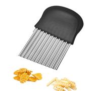 AQSQWQ Coupe Pomme de Terre, Couteau ondulé Coupe Frites, Couteau à Frites en Forme d'onde en Acier Inoxydable, Coupe-légumes, Couteau Dentelé pour légumes, Fruits, Salade, Couteau Ondulé, Noir