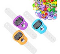 AQSQWQ Lot de 3 Compteurs de Doigts Électroniques, Électroniques Mini Compteurs de Comptage Manuels avec 50 marqueurs de Mailles à Tricoter, pour Tricot Golf (Violet, Orange, Bleu)