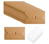 AQSQWQ Lot de 30 Cartes avec enveloppe dépliante, 10.5 * 7.1cm 30 Enveloppe Kraft avec 30 Cartes Vierges pour Noël Thanksgiving Invitation au Mariage Cartes Vœux Fête D'Anniversaire