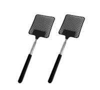 AQSQWQ Tapette à Mouche, 2 Pièces Tapetteà Mouches Extensible, Lutte Antiparasitaire Manuelle, Portable Tapettes Anti Moustique pour Insectes, Tapetteà Mouche Telescopique en Acier Inoxydable, Noir